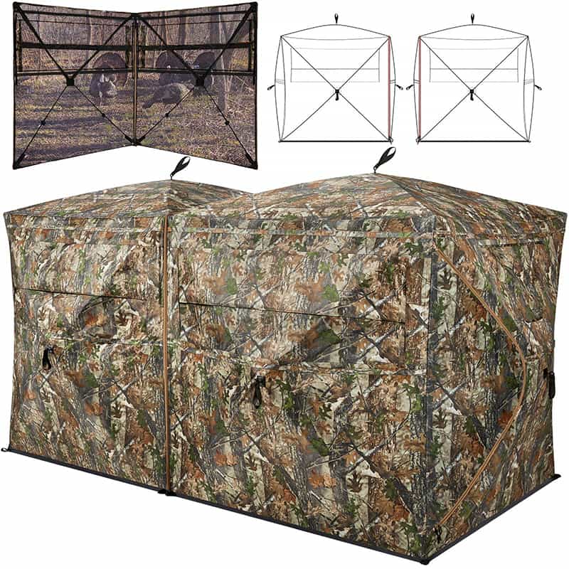 TideWe Blinds | 4-6 Person Turkey Hunting Blind See Through Camo Ground Blind - TIDEWE WADERS