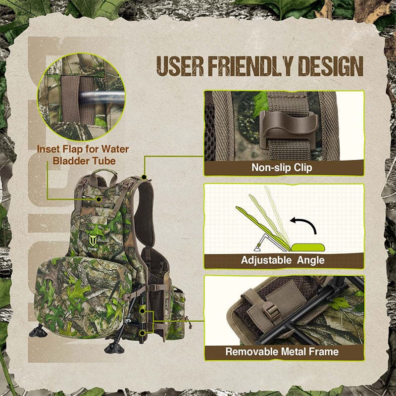 TideWe Turkey Vest with Seat with Game Pouch and Kickstand - TIDEWE WADERS