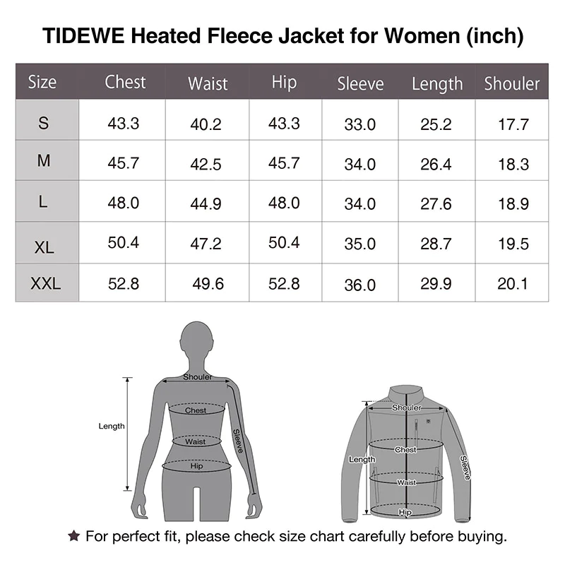 TIDEWE Men’s Heated Jacket Fleece with Battery Pack, Rechargeable Coat for Hunting (Black, Camo, Size S-XXXL) - TIDEWE WADERS
