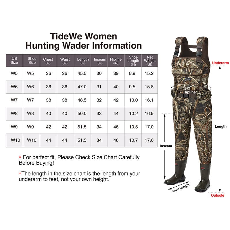 TideWe Chest Waders for Women with 600G Insulation, Realtree Max5 Camo Waterfowl Duck Waders - TIDEWE WADERS
