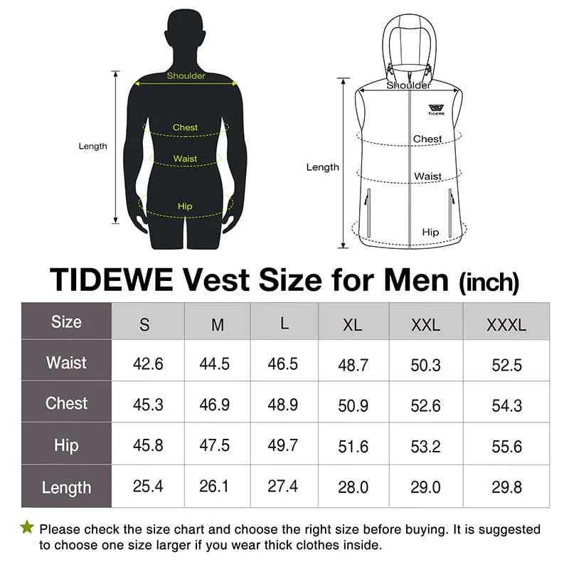 TIDEWE Men's Heated Vest with Retractable Heated Hood and Battery Pack for Hunting/Hiking (Black & Next Camo G2, S-XXXL) - TIDEWE WADERS