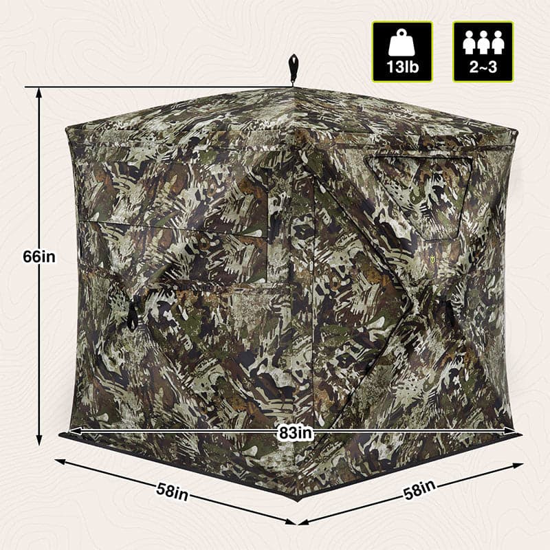 TIDEWE Blind 270°See Through with Silent Magnetic Door & Sliding Windows, 2-3 Person Pop Up Ground Blind with Carrying Bag - TIDEWE WADERS