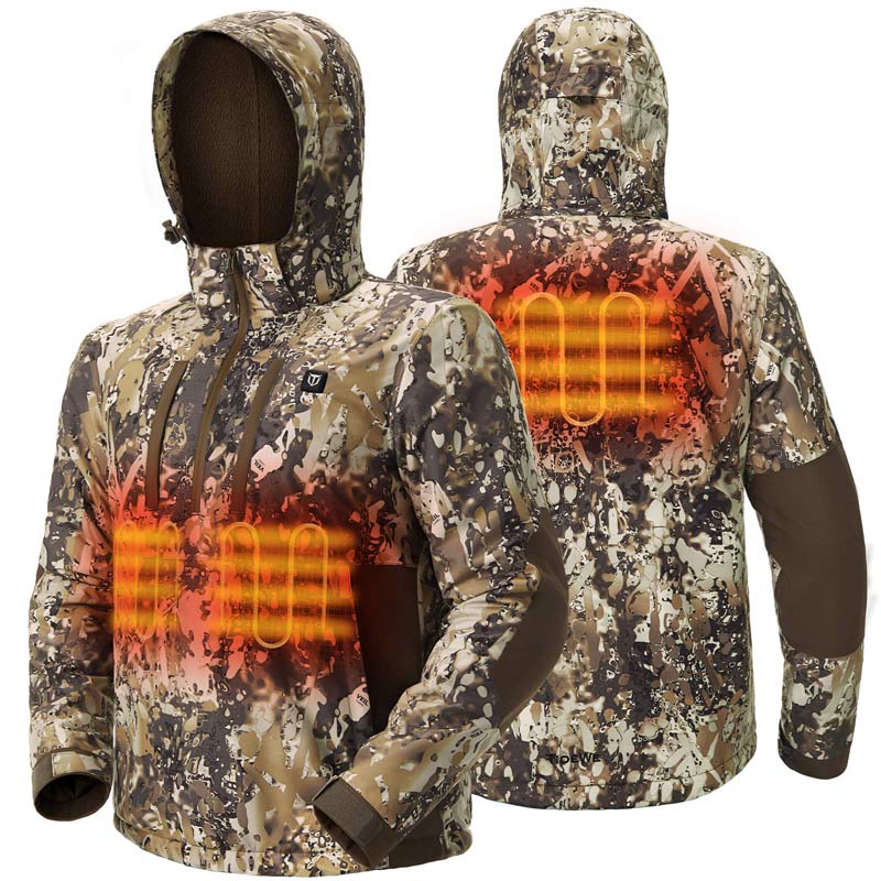 TIDEWE Men’s Heated Duck Hunting Jacket with Fleece Lining, Waterproof 1/2 Zip Jacket for Hunting (Veil Avayde Camo, Size S-XXXL) - TIDEWE WADERS