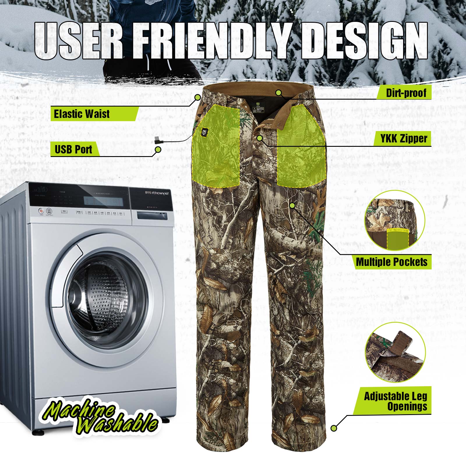 TideWe Hunting Pants Heated for Men with Battery Pack - TIDEWE WADERS