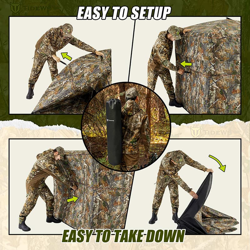 TideWe Blinds | 4-6 Person Turkey Hunting Blind See Through Camo Ground Blind - TIDEWE WADERS