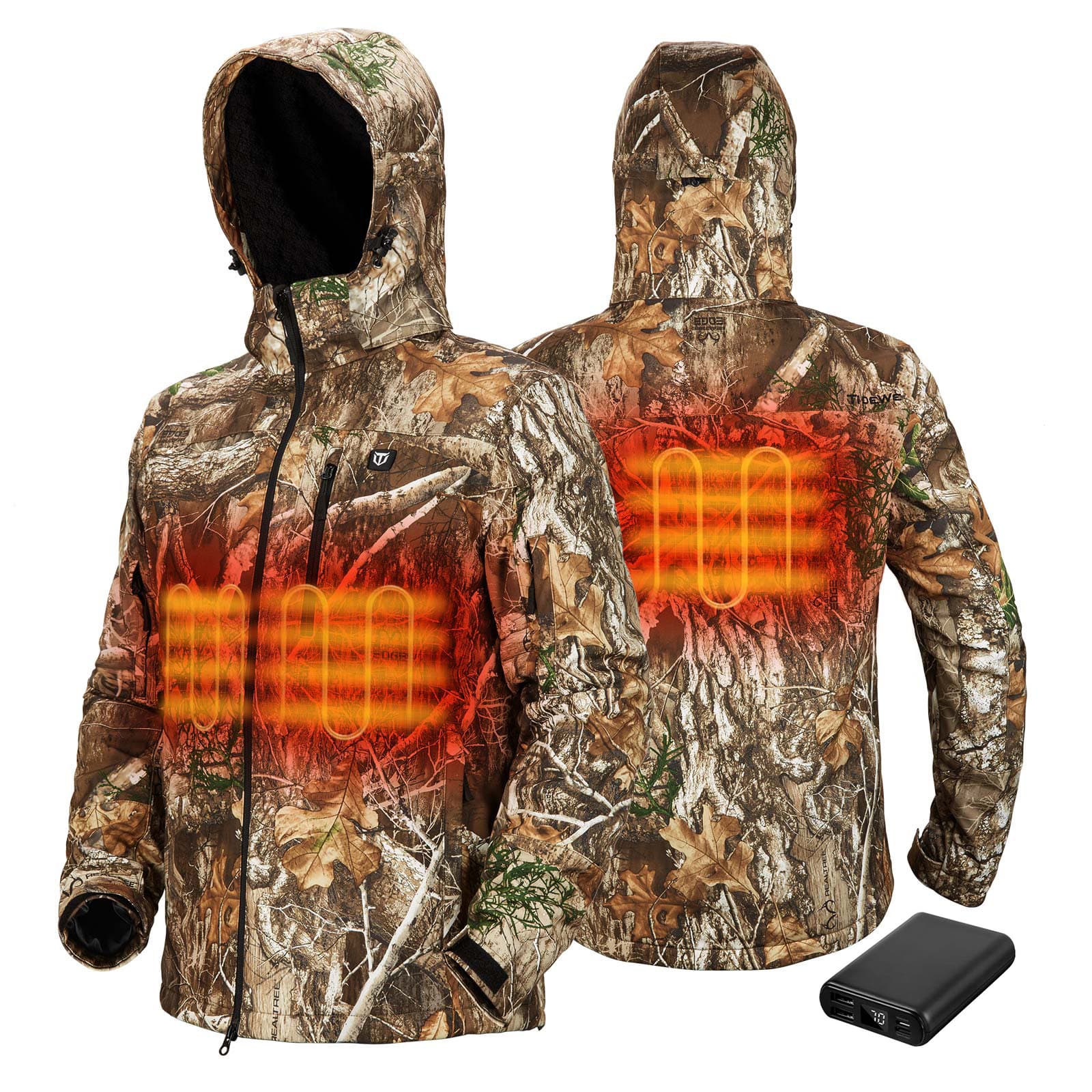 TideWe Men's Soft Shell Heated Jacket Coat with Detachable Hood and Battery Pack Size S-XXXL - TIDEWE WADERS