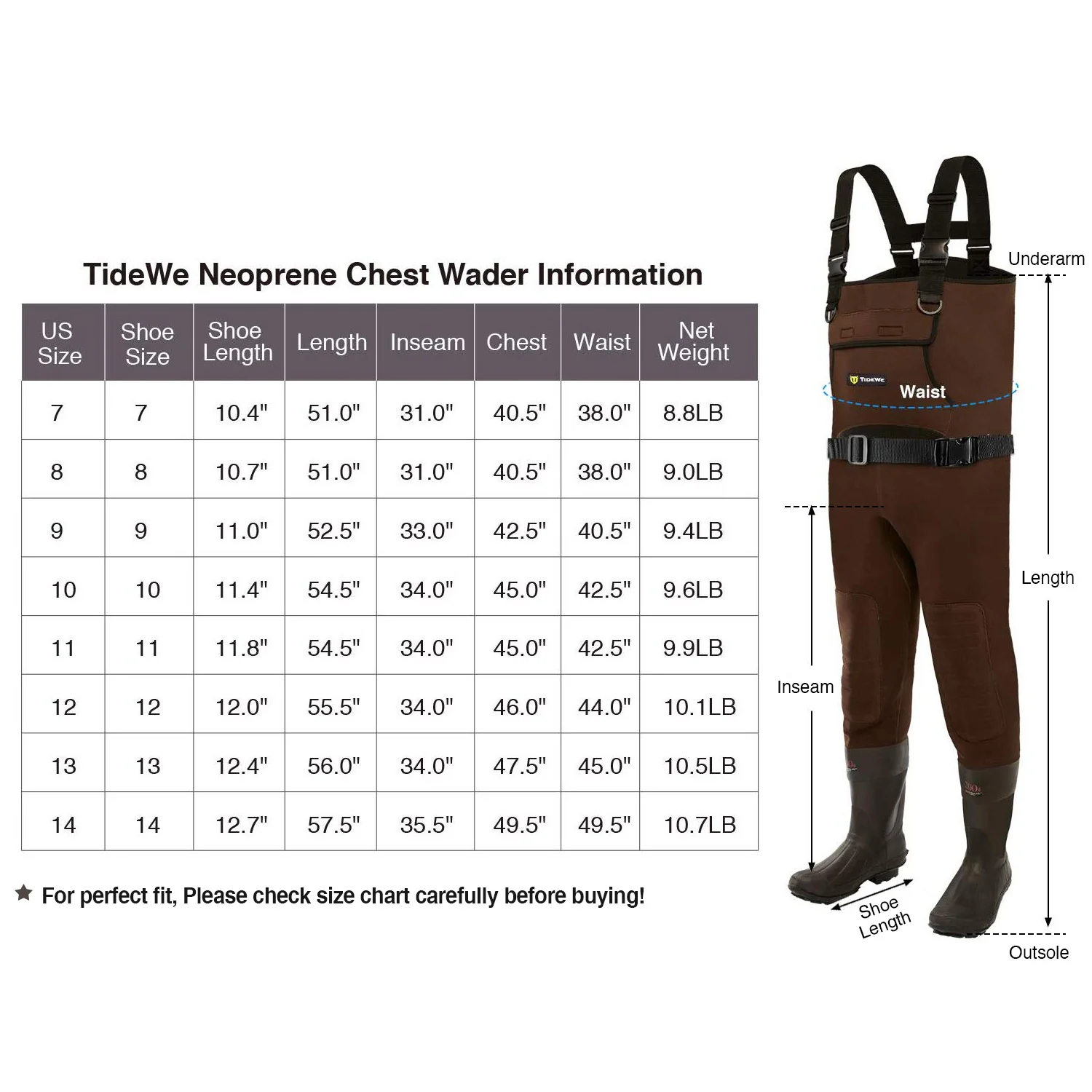 TideWe Neoprene Chest Waders for Men Waterproof Durable Fishing Waders - TIDEWE WADERS