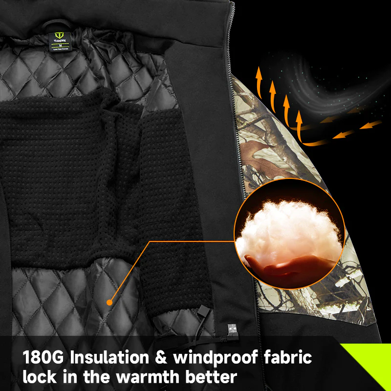 TIDEWE Men's Heated Work Jacket, Insulated Water-resistant Jacket - TIDEWE WADERS