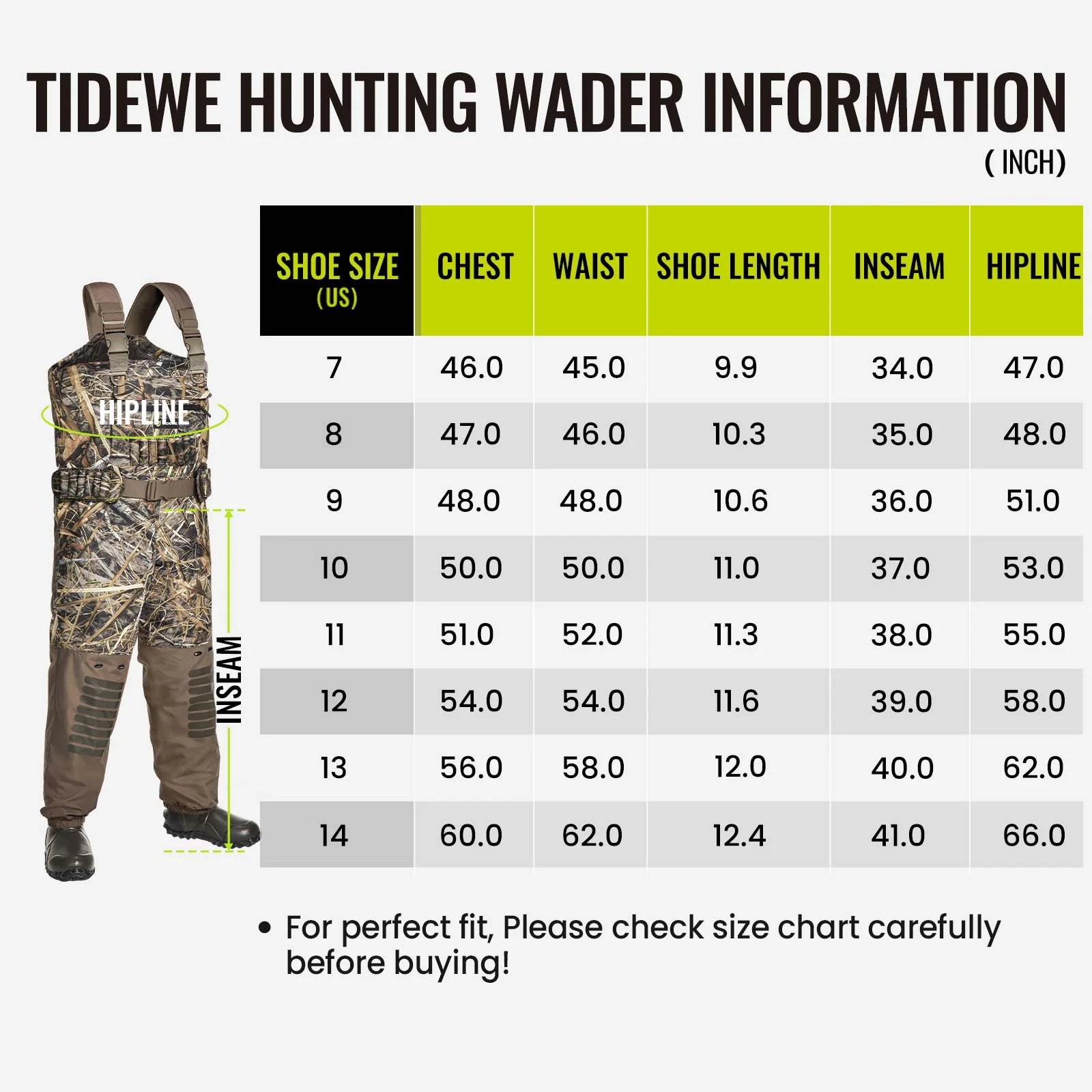 TideWe Breathable Insulated Chest Waders, 1600G Waterproof Bootfoot Duck Hunting Waders with Steel Shank Boots - TIDEWE WADERS