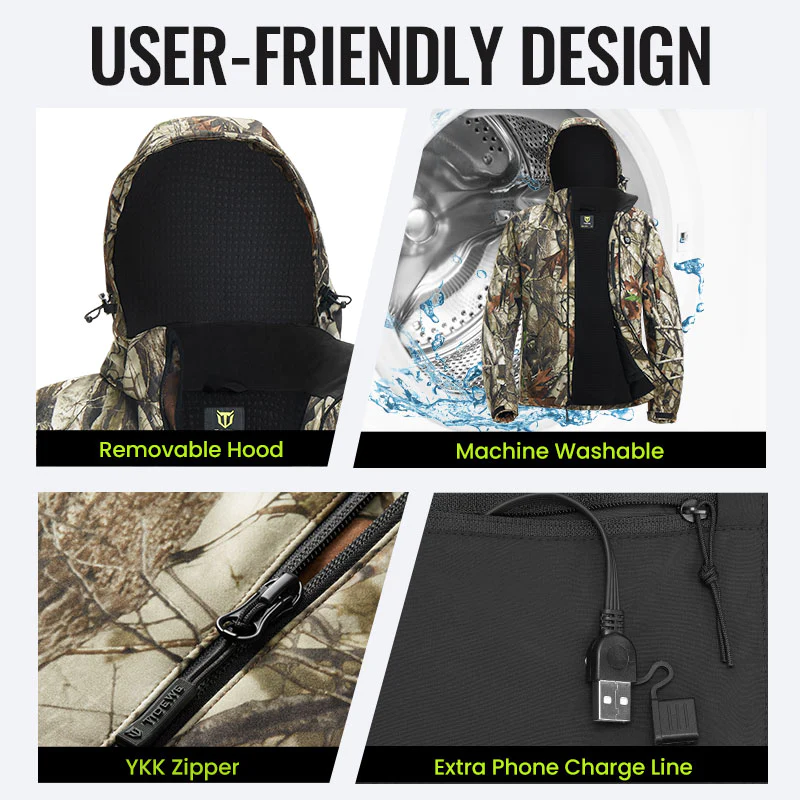 TideWe Heated Jacket for Women with Battery Pack and Detachable Hood Coat - TIDEWE WADERS