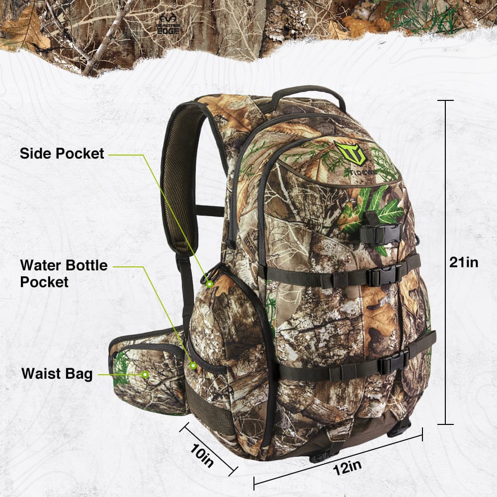 TideWe Hunting Backpack Waterproof Camo Hunting Pack with Rain Cover - TIDEWE WADERS