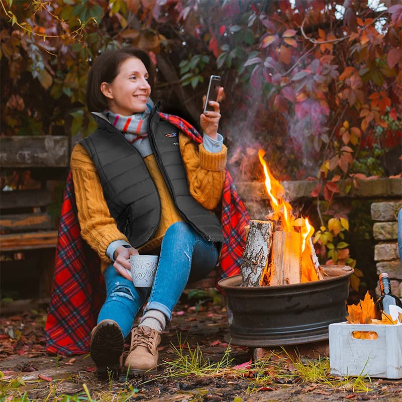 Women's Heated Vest with Retractable Heated Hood and Battery Pack for Hunting/Hiking (Black & Next Camo G2, S-XXL) - TIDEWE WADERS