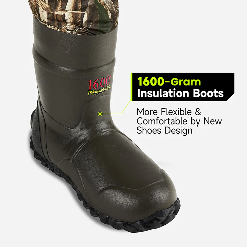 TideWe Breathable Insulated Chest Waders, 1600G Waterproof Bootfoot Duck Hunting Waders with Steel Shank Boots - TIDEWE WADERS