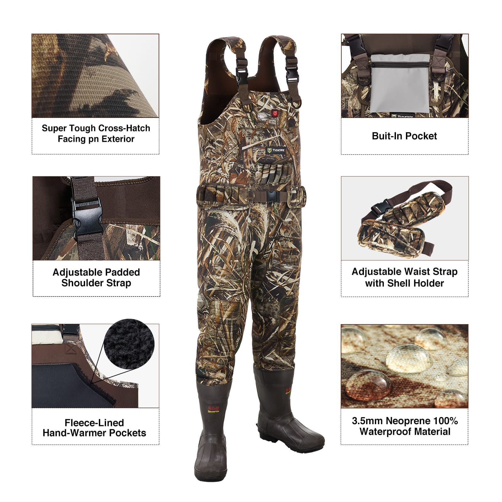 TIDEWE Chest Waders 800G Insulation, Heated Realtree Max5 Neoprene Waders for Hunting&Fishing - TIDEWE WADERS