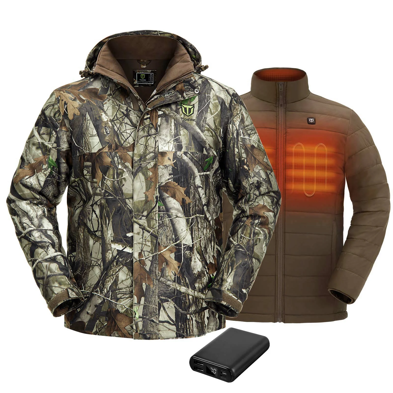 TideWe Men's 3-in-1 Heated Jacket with Battery Pack, Winter Coat Set with Inner Jacket - TIDEWE WADERS