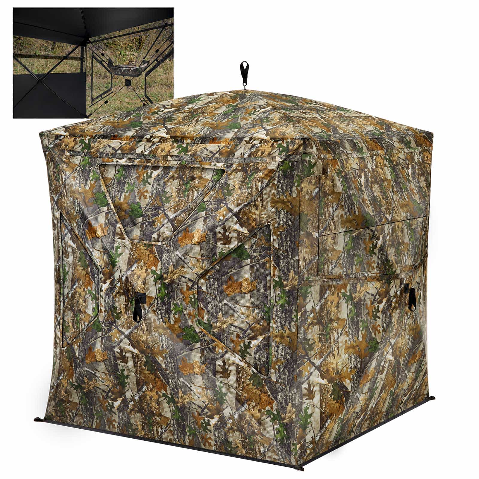 TIDEWE Blind 270°See Through with Silent Magnetic Door & Sliding Windows, 2-3 Person Pop Up Ground Blind with Carrying Bag