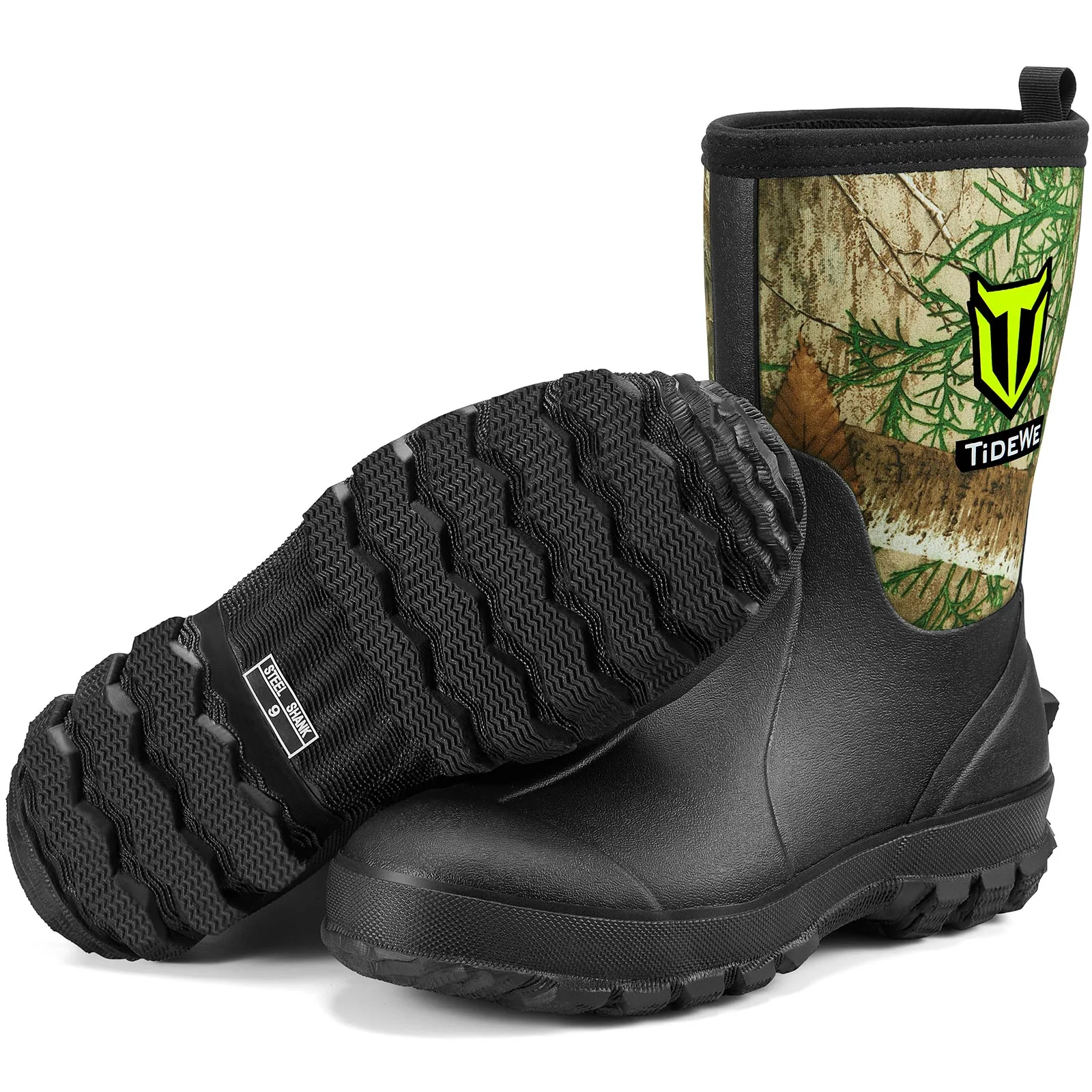 TideWe Rubber Boots for Men, Waterproof Neoprene Insulated Rain Boots, Mid Hunting Boots Outdoor Work Shoes - TIDEWE WADERS