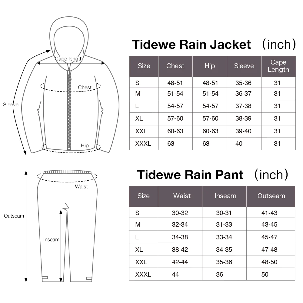 TideWe Rain Suit, Waterproof Breathable Lightweight Rain Coat & Pant - TIDEWE WADERS