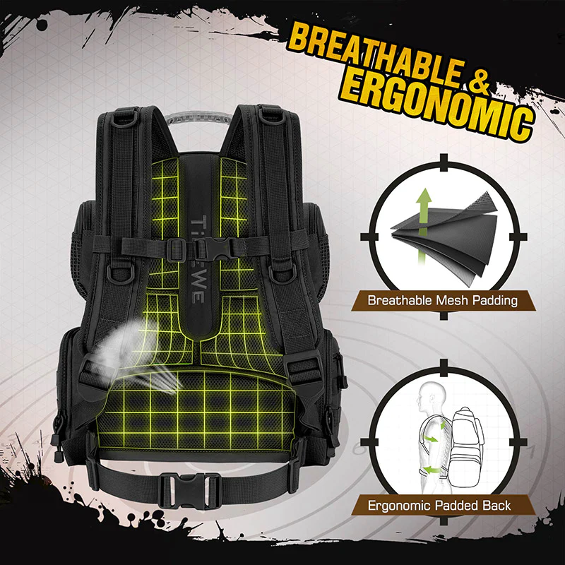 TideWe Range Backpack with Removable Divider, Carrier Range Pack with 4 Magazines Case & Hard Glasses Case - TIDEWE WADERS