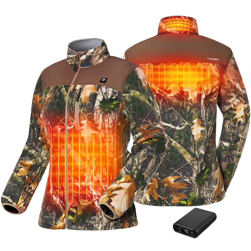 TIDEWE Women’s Heated Jacket Fleece with Battery Pack, Rechargeable Coat for Hunting (Black, Camo, Size S-XXL) - TIDEWE WADERS