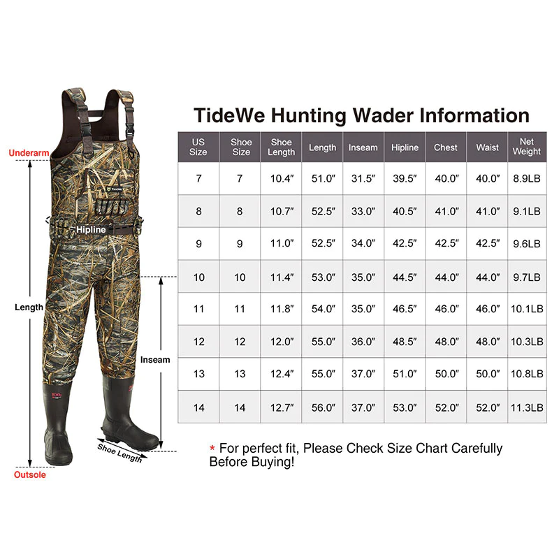 TideWe Hunting Wader Realtree MAX5 Waterfowl Waders (600G & 800G) For Men Women - TIDEWE WADERS