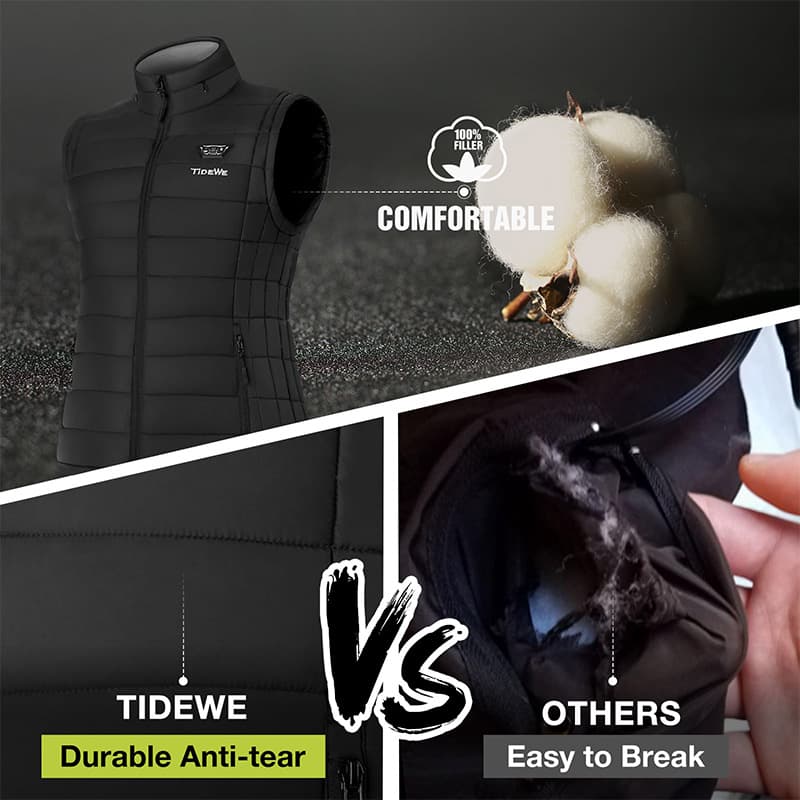 TIDEWE Women's Heated Vest with Retractable Heated Hood and Battery Pack for Hunting/Hiking (Black & Next Camo G2, S-XXL) - TIDEWE WADERS