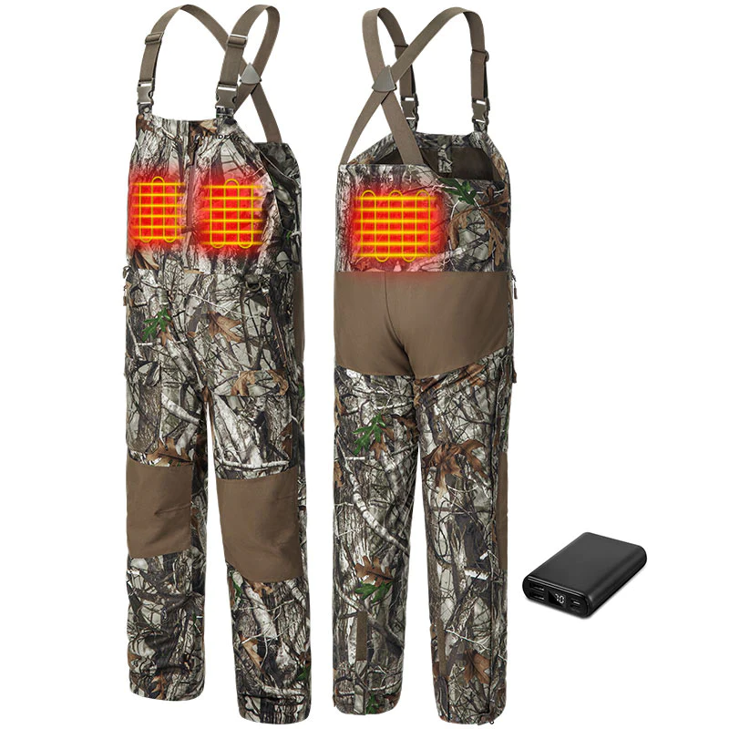 TideWe Men’s Insulated Camo Hunting Bibs with Battery, Waterproof Heated Bib for All Day Outdoor Comfort - TIDEWE WADERS