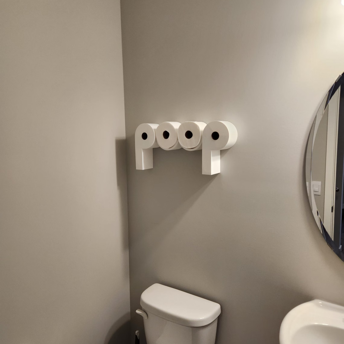 POOP - Toilet Paper Holder - Functional and fun TP shelf! Bathroom Wall Decor / Art