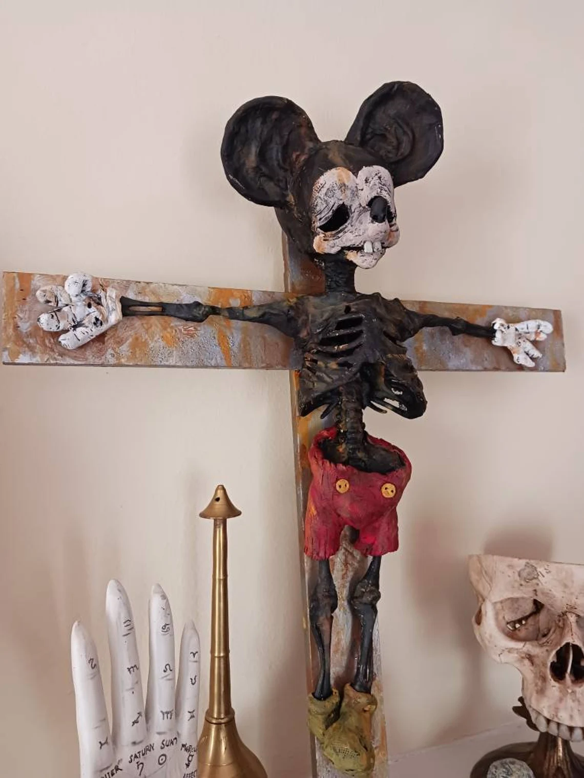 Rat Christ Ooak Cursed Crucifix Sculpture