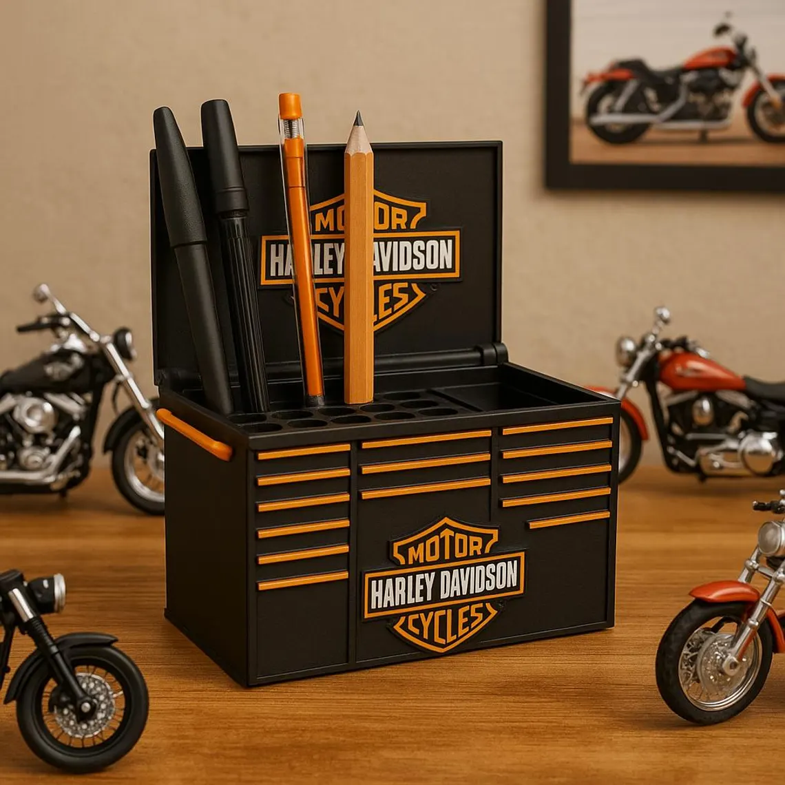 Harley-Davidson Style Toolbox Desk Organizer