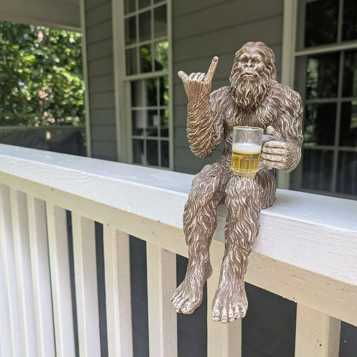 Party Bigfoot Sasquatch Yeti Statue Drinking Beer