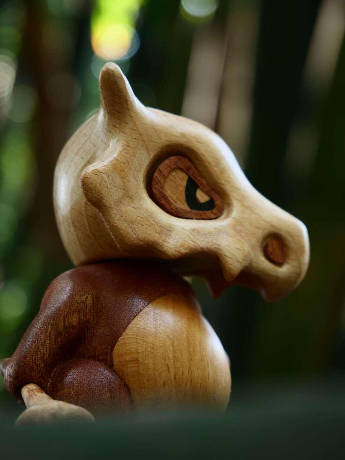 Handcrafted Wooden Cubone Figurine