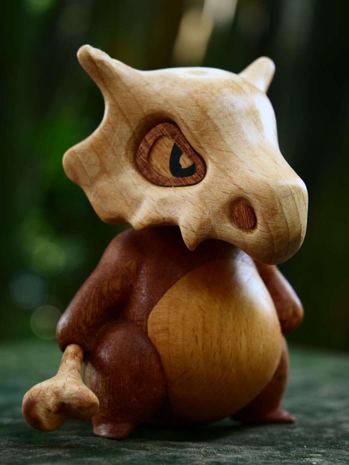 Handcrafted Wooden Cubone Figurine
