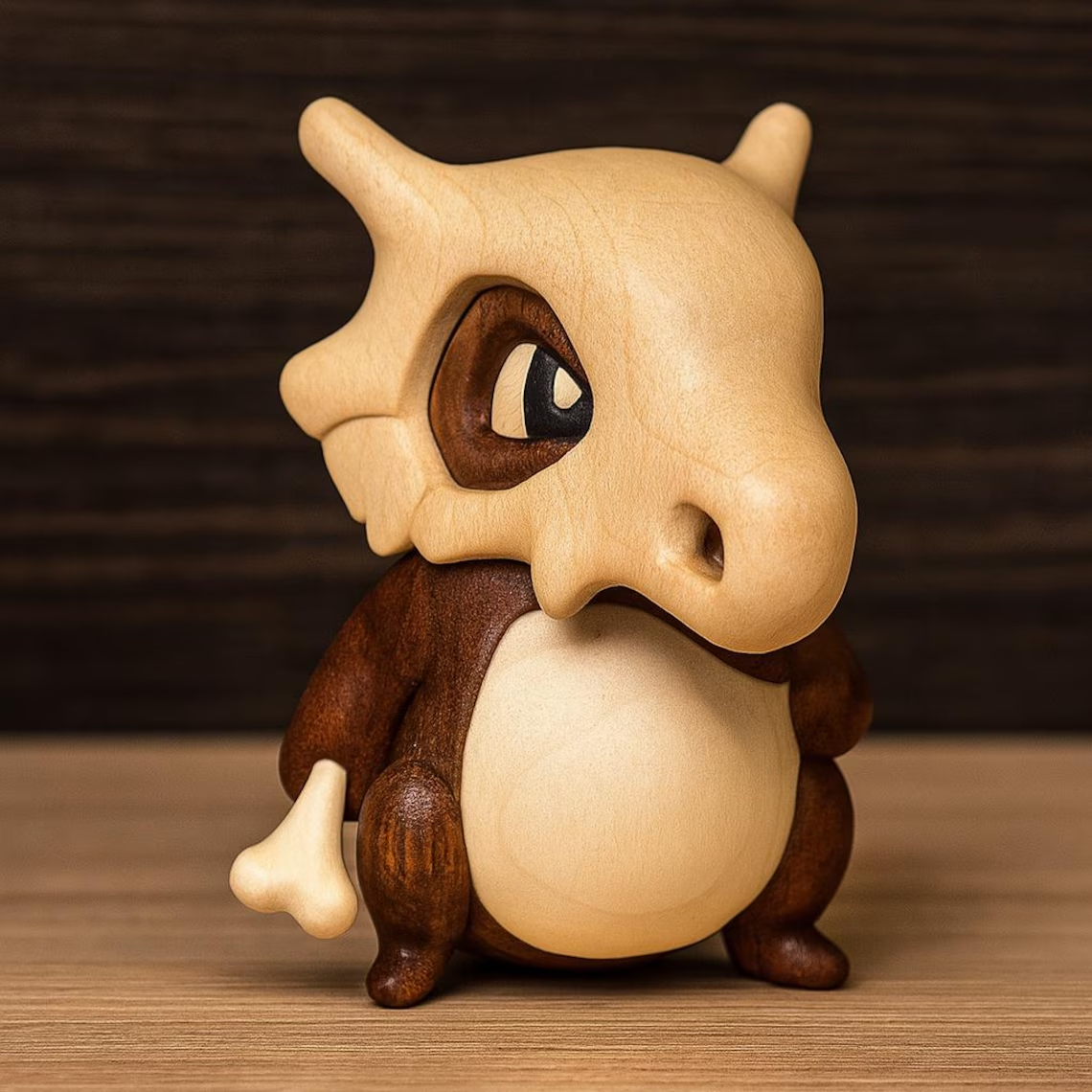 Handcrafted Wooden Cubone Figurine