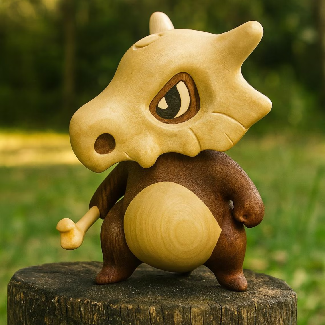 Handcrafted Wooden Cubone Figurine