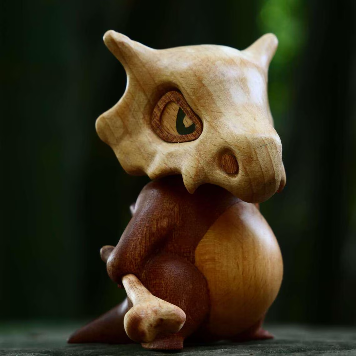 Handcrafted Wooden Cubone Figurine