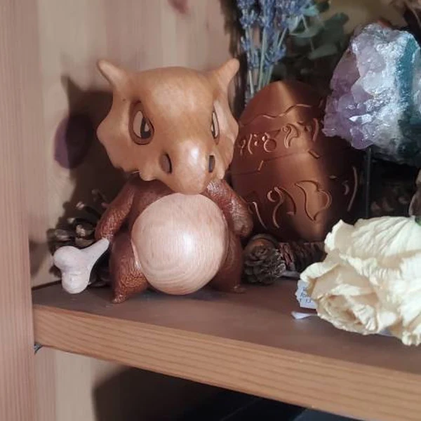 Handcrafted Wooden Cubone Figurine