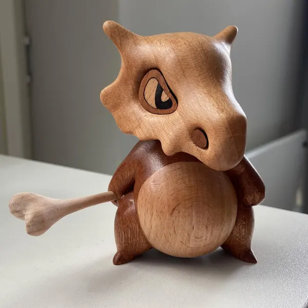 Handcrafted Wooden Cubone Figurine