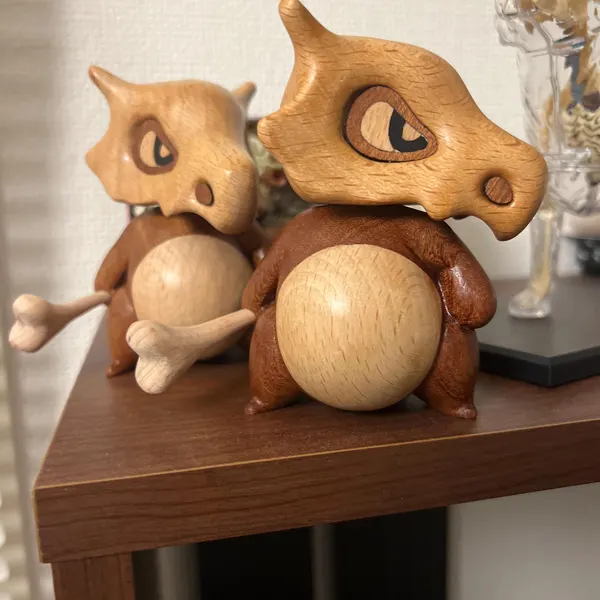Handcrafted Wooden Cubone Figurine