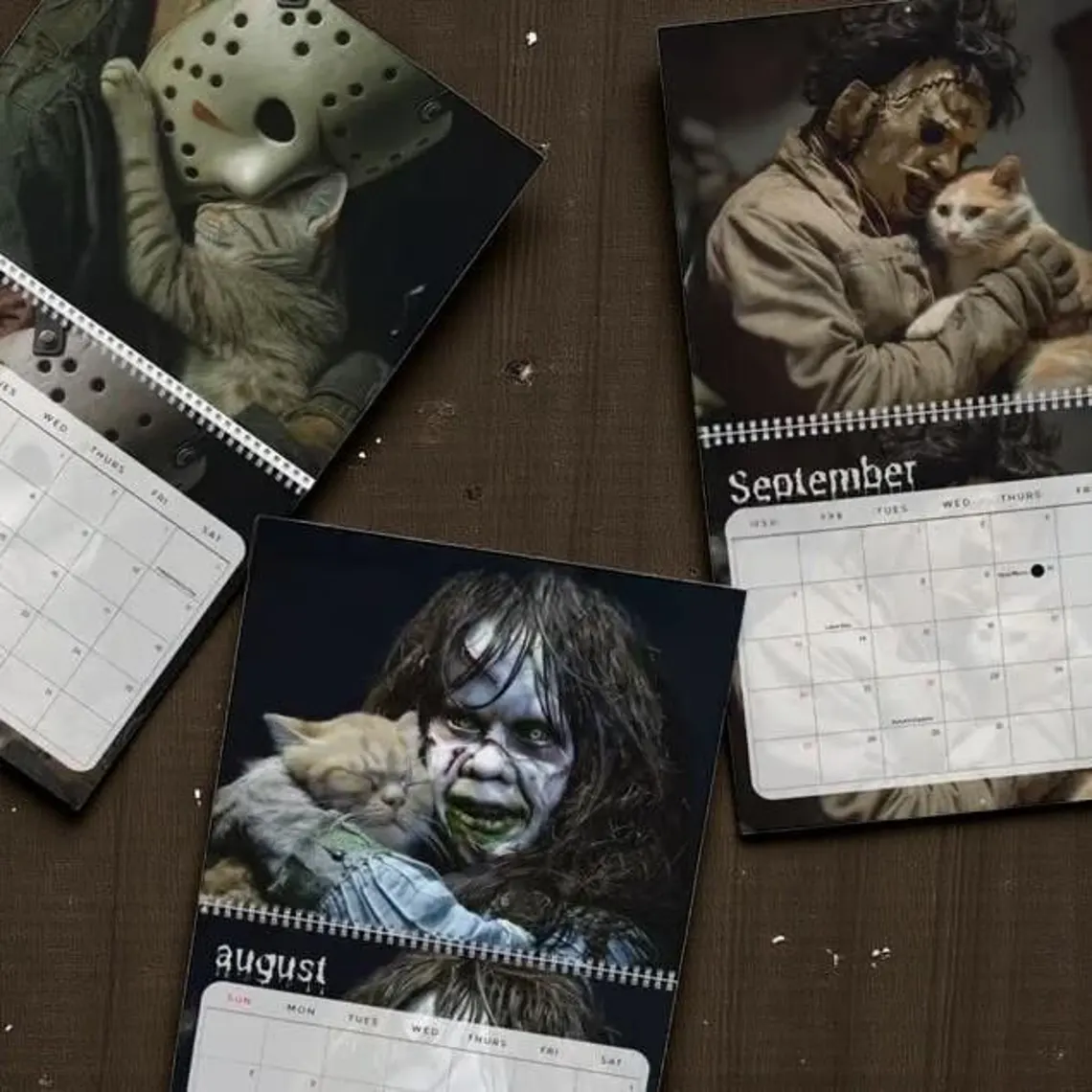 Horror Cats 2026 Wall Calendar, Funny Movie Villains Gift