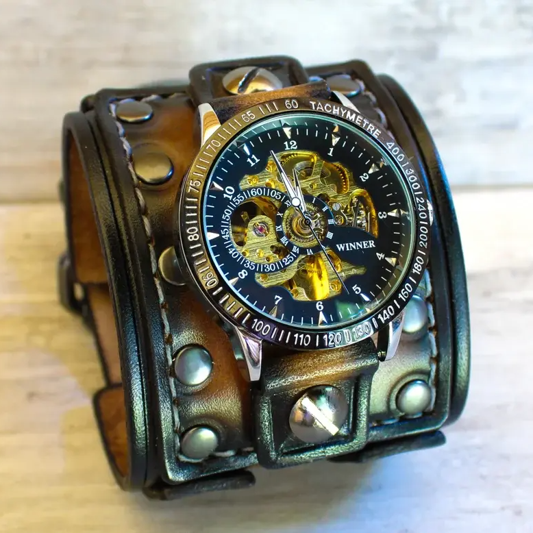 Double Buckle Steampunk Leather Watch