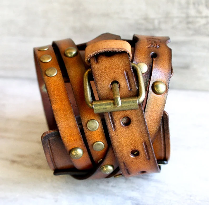 Men's Steampunk Leather Watch Cuff|Mechanical Watch