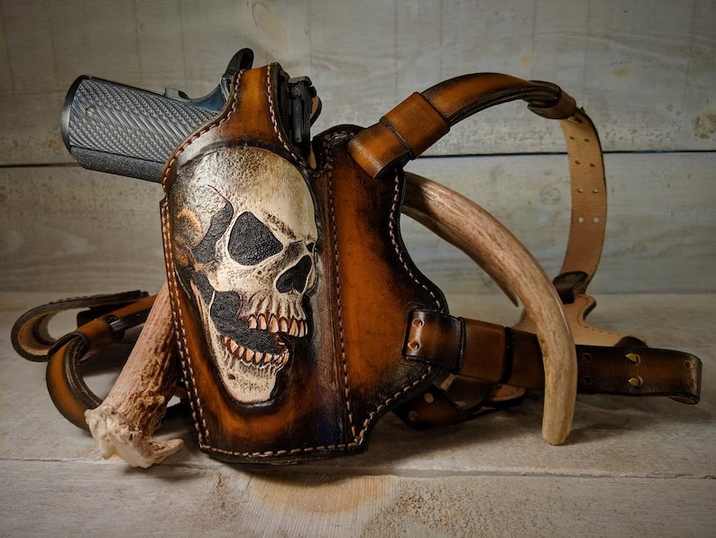 Skull Leather 1911 Cosplay Shoulder Holster
