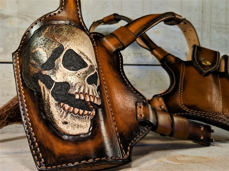 Skull Leather 1911 Cosplay Shoulder Holster