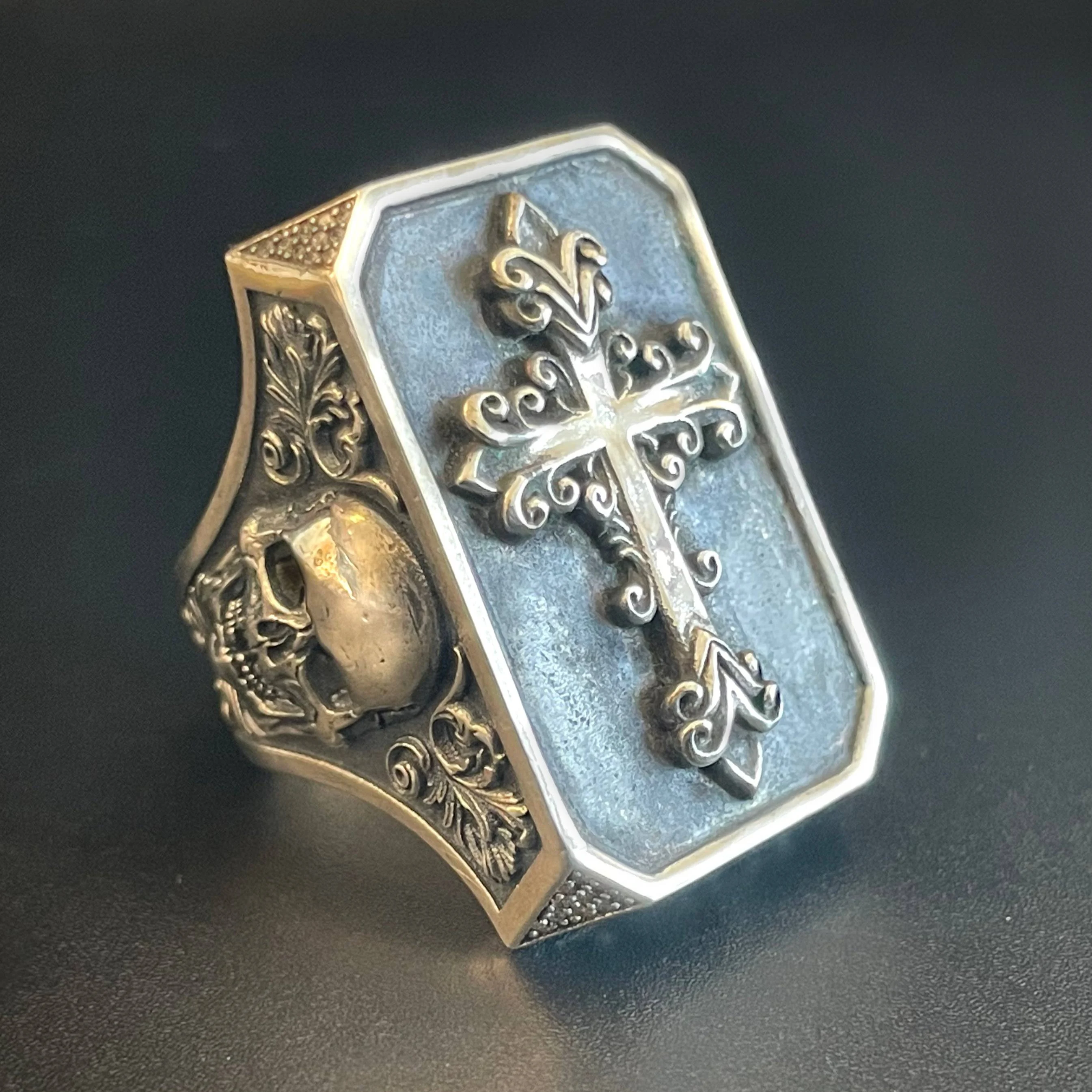 Polish Crusader Cross Skull Ring (The last 26 items in stock)