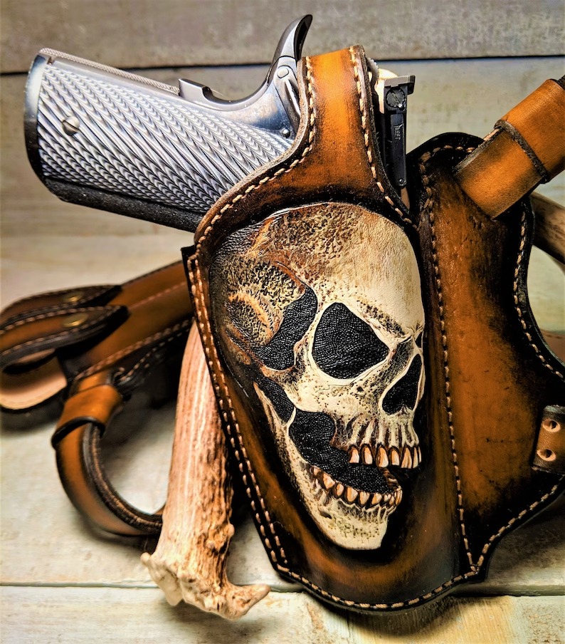 Skull Leather 1911 Cosplay Shoulder Holster