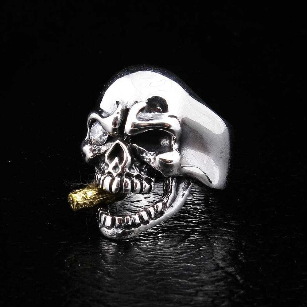 Diamond Eye Mafia Skull Biker Ring