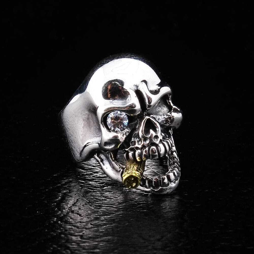 Diamond Eye Mafia Skull Biker Ring