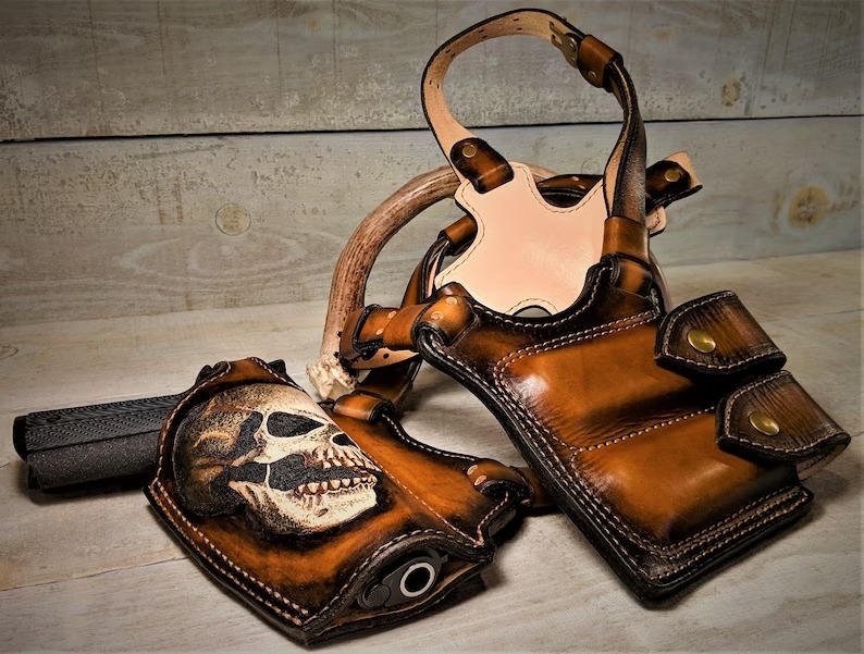 Skull Leather 1911 Cosplay Shoulder Holster