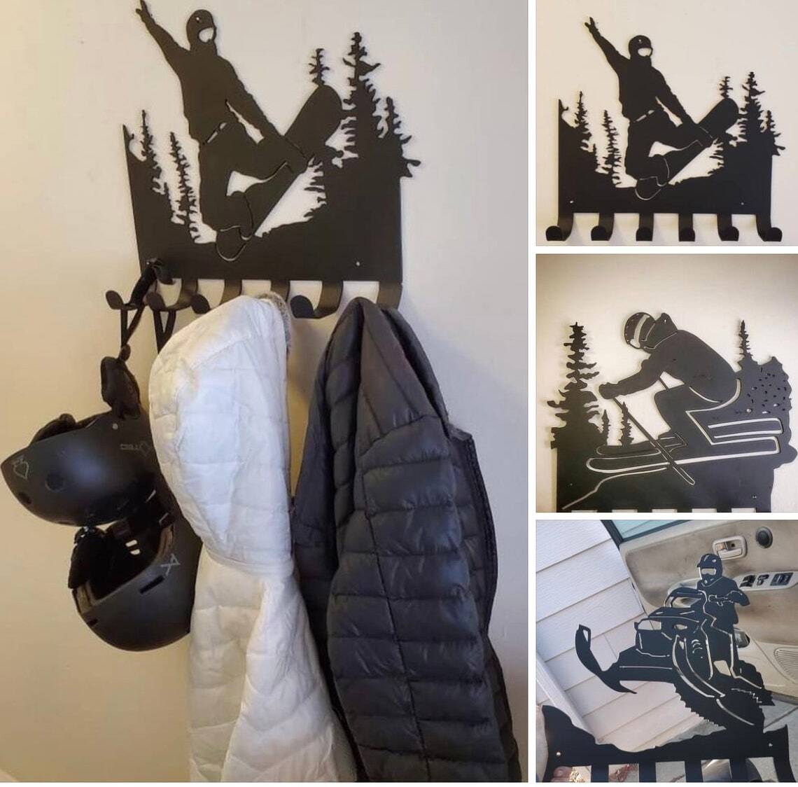 Ski metal wall decor /Skier rack